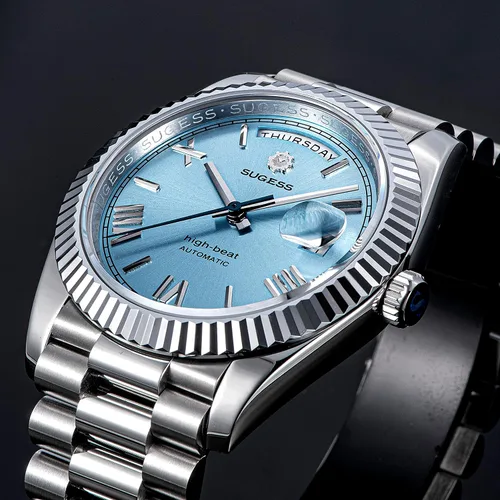 Vista 4 de Sugess S433.01 DD Date & Day Business Seagull Reloj mecánico automático para hombre, plateado, Mecánico