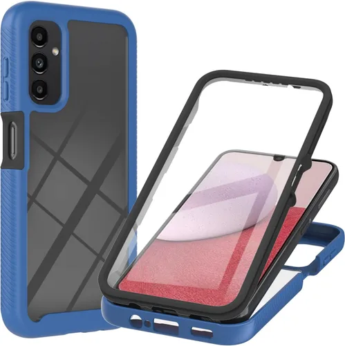 Vista 13 de Funda para Samsung Galaxy A13 LTE 4G, Samsung A13 LTE Funda para teléfono con protector de pantalla integrado, cubierta trasera delgada transparente