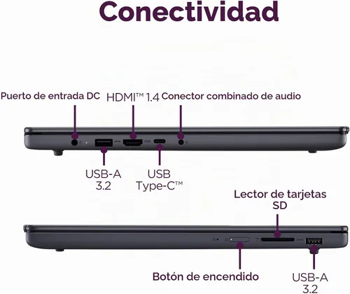Vista 10 de Lenovo IdeaPad Slim 3i - Portátil ligero - Copilot+ PC - CPU Intel Core™ Ultra 5 322 - Pantalla táctil WUXGA de 15,3" - 16 GB de RAM