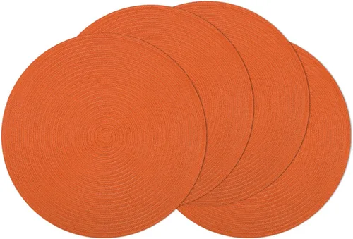 Vista 101 de SHACOS Juego de 4 manteles individuales redondos lavables de 15 pulgadas, de algodón, poliéster, trenzados, para mesa de comedor, boda, decoración