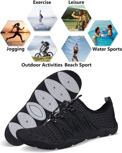 Vista 6 de Zapatos de agua para hombre y mujer, secado rápido, calcetines acuáticos, zapatos de buceo para playa, natación, surf, piscina, yoga, viajes, al