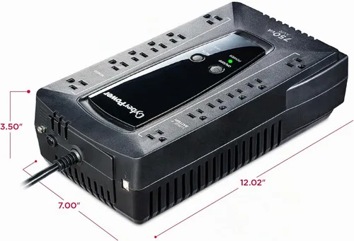 Vista 4 de UPS con visor LCD CyberPower AVRG900LCD 900 VA 750VA Negro 750VA/450W, 12 tomacorrientes, compacto, certificado UL