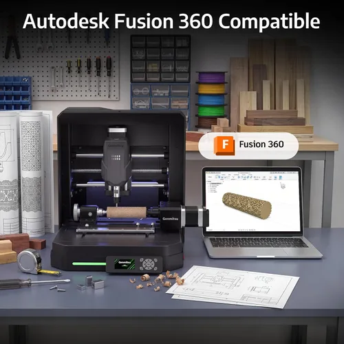 Vista 5 de Genmitsu Módulo giratorio de 4º eje para máquina CNC de escritorio Cubiko Grabado cilíndrico, rango de abrazadera de 4.724 in, reducción 4: 1