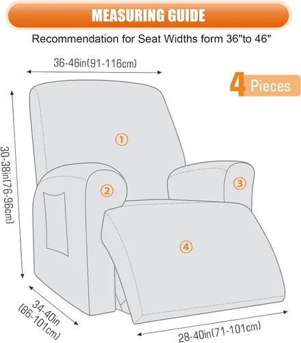 Vista 3 de VANSOFY Funda para silla reclinable de gran tamaño, 4 piezas, elásticas, para silla reclinable, funda suave para silla reclinable, protector