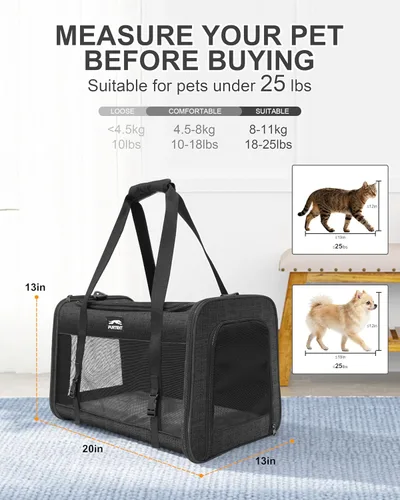 Vista 9 de Transportador de gatos para perros pequeños, medianos y grandes, transportador de gatos de lados suaves, transportador de viaje para mascotas, bolsa