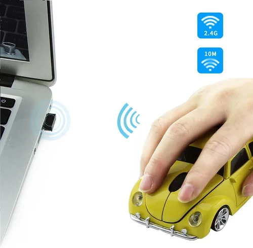 Vista 2 de Usbkingdom - Ratón inalámbrico de 2.4 GHz, ratón inalámbrico para computadora, 3D, con forma de coche deportivo, ergonómico, óptico inalámbrico