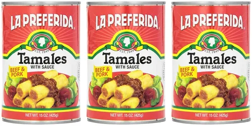 Vista 10 de La Preferida Tamales enlatados de carne de res y cerdo con salsa, 15 onzas (paquete de 12)