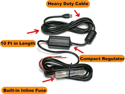 Vista 4 de EDOTech Kit de cable de alimentación de coche ultra compacto micro USB directo para GPS Tracker Navigator Altavoz Bluetooth Qi cargador inalámbrico