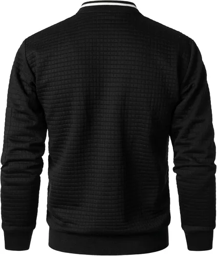 Vista 4 de HOOD CREW Chaquetas casuales ligeras para hombre, chaqueta de bombardero universitario con cremallera
