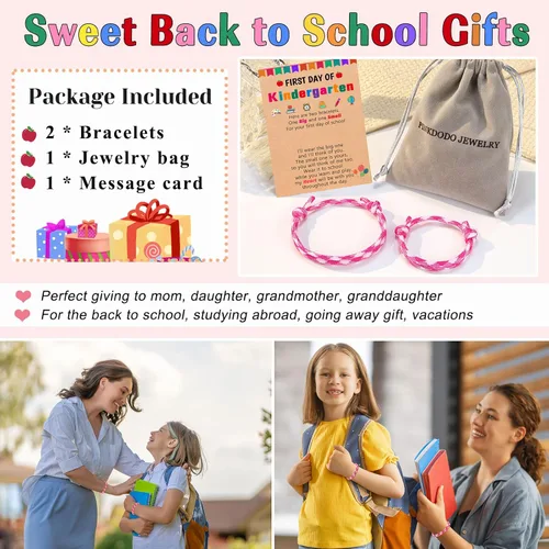Vista 6 de PINKDODO - Pulsera para el primer día de escuela, pulseras para mamá e hijo, regalos de regreso a clases