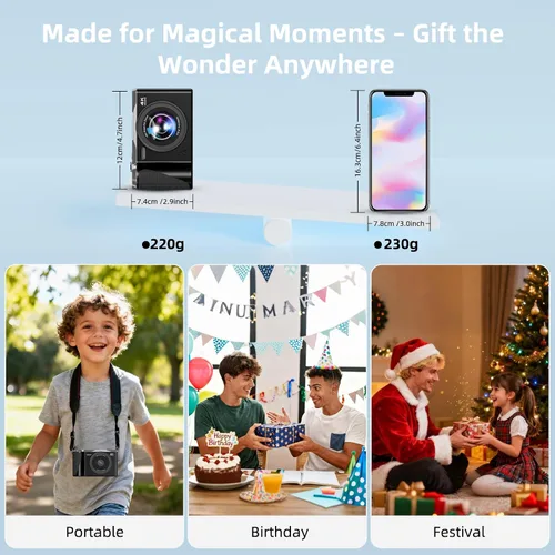 Vista 7 de Cámara digital 4K para fotografía, cámara de enfoque automático de 56 MP con pantalla abatible de 180° de 3 pulgadas, cámara compacta de viaje