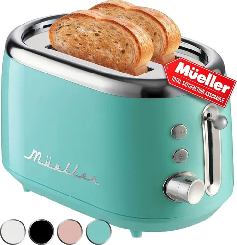Vista 11 de MUELLER HOME Tostadora retro de 2 rebanadas, 7 niveles de tostado 3 Functions (Reheat, Defrost, Cancel), Stainless Steel Features, Removable Crumb
