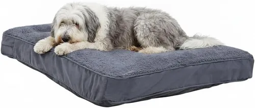 Vista 10 de Rectangular Sherpa Dog Bed with Removable Washable Cover, Supportive Tacked Cushion Insert, Durable Microfiber Sides, Recycled Polyfiber Fill