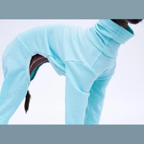 Vista 6 de Greyhound Clothes - Mameluco básico de algodón suave con cuello alto para perro, sudadera de manga larga, pijama elástica para perro italiano