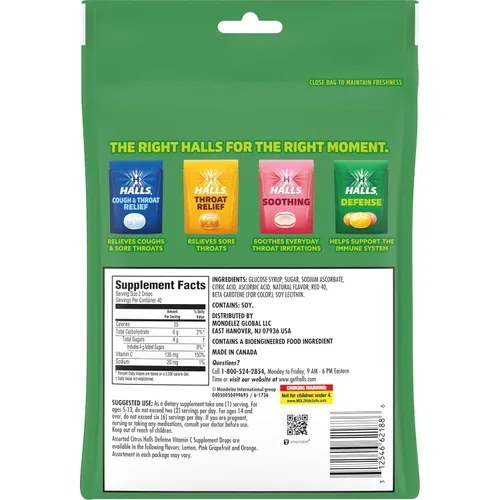 Vista 12 de HALLS Defense - Gotas de vitamina C cítricas surtidas, paquete económico, 80 gotas Gotas para la garganta, paquete económico