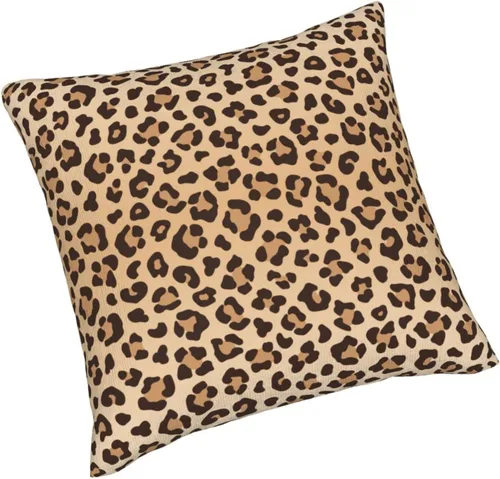 Vista 2 de Perinsto Juego de 2 fundas de almohada con estampado de leopardo, fundas de almohada decorativas con textura de piel animal, fundas de cojín suaves