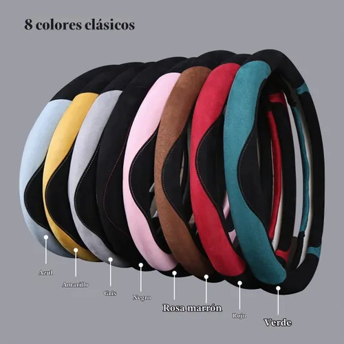 Vista 5 de Soft Suede D Shape - Funda para volante, color negro Parte inferior plana de gamuza sintética, fresca en verano y cálida en invierno, universal