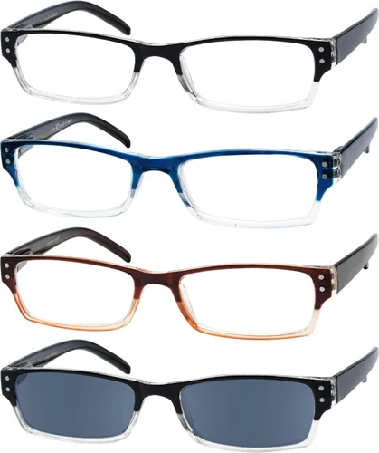 Vista 8 de Eyekepper Lentes de lectura, paquete de 4 lentes de sol de lectura para mujeres y hombres, lentes de lectura bajo el sol, lentes de lectura de dos