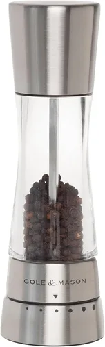 Vista 14 de Cole & Mason H332293 Derwent Black Wood Salt and Pepper Mills, Gourmet Precision+, Ajuste de Molienda, Haya Teñida/Acrílico, 190 mm, Juego