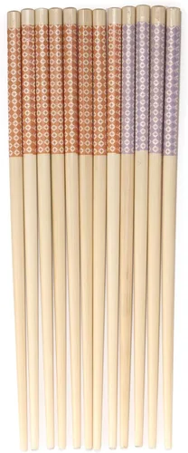 Vista 15 de BambooMN Palillos japoneses reutilizables de bambú premium, estampado floral, 9.5 pulgadas, color azul, 6 pares