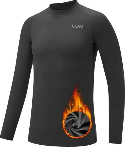 Vista 2 de Camisa de compresión para niños y jóvenes, manga larga, forro polar, secado rápido, deportes, capa base, fútbol, béisbol, baloncesto, camiseta