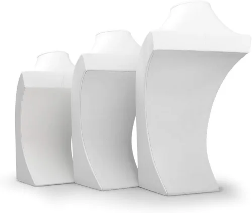 Vista 7 de Oirlv Soporte de exhibición del collar del busto de la joyería del cuero blanco (H 15.28")