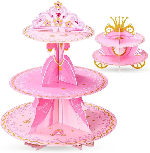 Vista 7 de Zopeal 2 piezas de decoración floral para cupcakes de fiesta de té de 3 niveles, soporte floral para cupcakes, torre de postre de cumpleaños floral