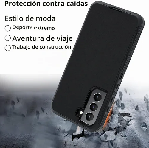 Vista 4 de NUFR Funda resistente para Samsung Galaxy S21 FE 5G, protección de grado militar, a prueba de golpes, a prueba de caídas, a prueba de polvo, (negro)