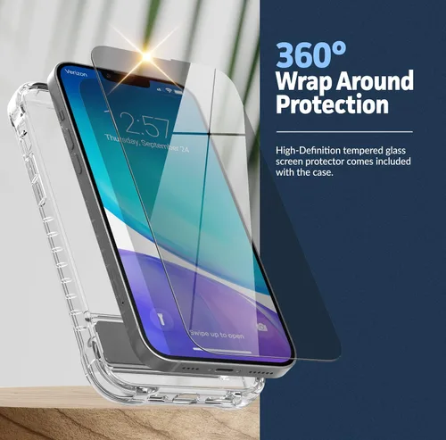 Vista 3 de ENCASED Funda con función atril para iPhone 14 con soporte (aleación de metal duradera), funda ultra protectora con protector de pantalla