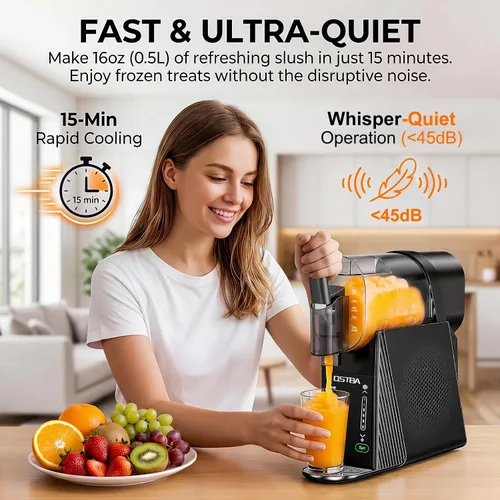 Vista 3 de OSTBA Máquina de granizado de 88oz para el hogar, no necesita hielo, fabricante de bebidas congeladas