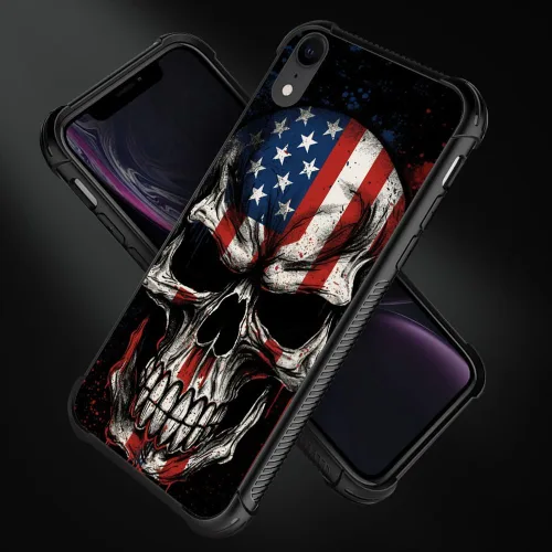 Vista 385 de Funda compatible con iPhone 8, a prueba de golpes, antiarañazos, bandera de ciervos de cola blanca de grano de madera estadounidense