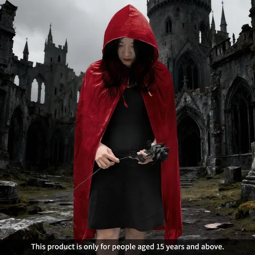 Vista 6 de Mayplous Halloween Costumes Women Men Cosplay Long Cape Velvet Cloak Fancy Dress for Role Play