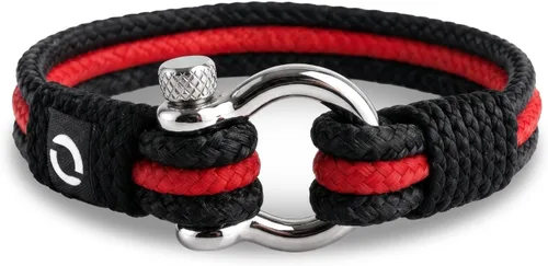Vista 14 de Pulsera de cuerda para hombre, grillete plateado de acero inoxidable, extremadamente duradera y resistente a los arañazos, impermeable, hecha a Beige