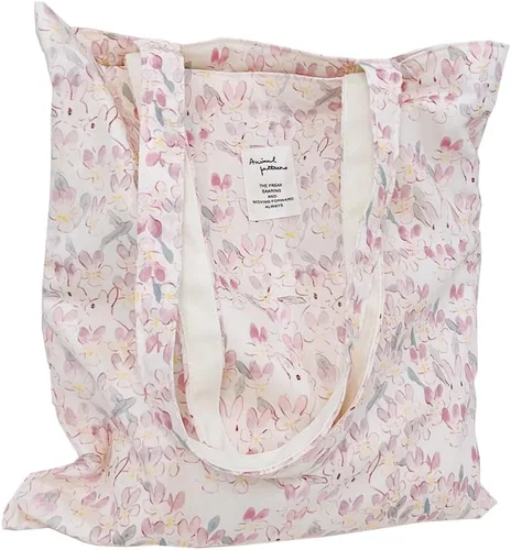Vista 10 de Floral Canvas Tote Bag Double-Sided Printed Cloth Cotton Tote Floral Shoulder Bags for Beach Travel Shopping Grocery
