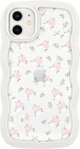 Vista 25 de ZCDAYE Funda compatible con iPhone 11, diseño floral estético, bonita funda rizada y ondulada para mujeres y niñas, funda de TPU suave a prueba