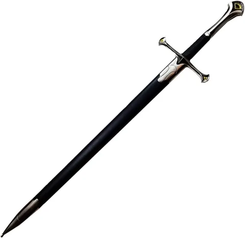 Vista 3 de Espada medieval a una mano, hoja sin brillo. Para colección, regalo, espectáculo, feria, cosplay y LARP