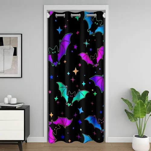 Vista 43 de Erosebridal Cortina de puerta de teñido anudado, cortina opaca bohemia, cortina exótica abstracta en espiral, elegante cortina hippie para puerta