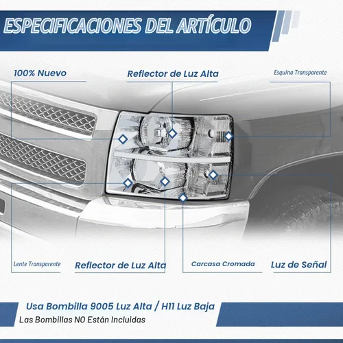 Vista 2 de Auto Dynasty Conjunto de faros halógenos compatible con Chevy Silverado 1500 2500HD 3500 GMT900 2007 2008 2009 2010 2011 2012 2013 2014, lado