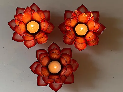 Vista 7 de Velas de té con forma de flor de Loto.