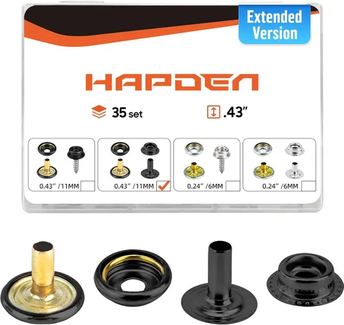 Vista 9 de Hapden - Kit de 105 piezas de broches de presión extendidos para lonas, broches resistentes, de acero inoxidable para tela, cubierta de barco