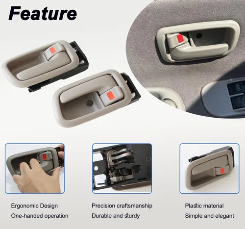 Vista 5 de AUCERAMIC Manijas de puerta interiores con bisel, 2 piezas aptas para Toyota Tundra 2000 2001 2002 2003 2004 2005 2006, repuesto para el lado