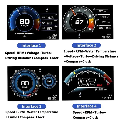 Vista 4 de Riloer Pantalla frontal para coche, GPS+OBD HUD Head Up Display P6 para la mayoría de los coches (negro)