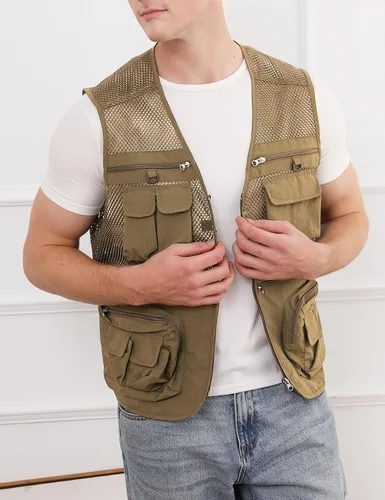 Vista 2 de Gihuo - Chaleco de pesca para hombre, con bolsillos, para viajar, ir de safari o practicar tiro