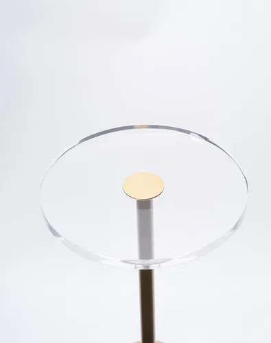 Vista 7 de Artmaze - Mesa auxiliar de acrílico transparente de 12 pulgadas para Latón cepillado + transparente