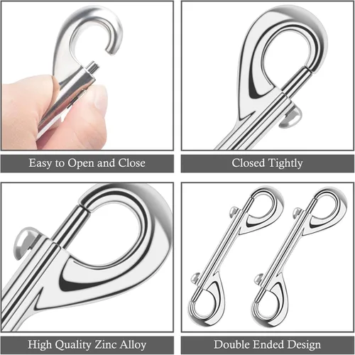 Vista 4 de ERKOON 3.5 inch Double Ended snap Hooks,110lbs Metal Clips Load Capacity Zinc Alloy Double Sided Clips Heavy Duty Trigger Snap for Dogs