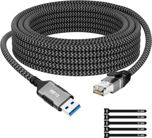 Vista 8 de Cable USB C a Ethernet de 6 pies, cable tipo C a RJ45 con USB-C macho de 100 W PD carga rápida (PD junto al puerto USB-C), Ethernet y carga dos