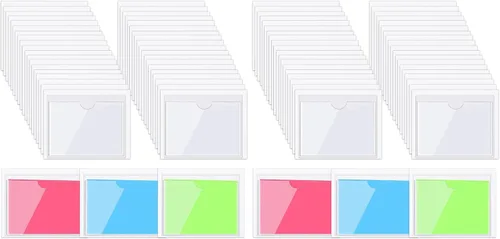 Vista 9 de Paquete de 30 bolsillos autoadhesivos para tarjetas de índice, con apertura superior, tarjetero ideal para organizar y proteger tus tarjetas