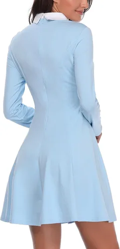 Vista 5 de FENSACE - Vestido de manga larga para mujer con cuello de Peter Pan