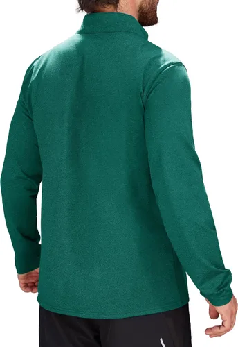 Vista 9 de MAGCOMSEN Sudadera de golf de manga larga con forro polar para hombre, con cremallera de 1/4, térmica, para correr