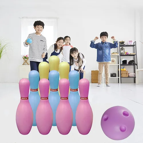 Vista 6 de Juego de bolos OceanWings para niños con bolas iluminadas, juego de bolos con 10 bolos y 2 bolas, juegos deportivos divertidos para nietos, niños